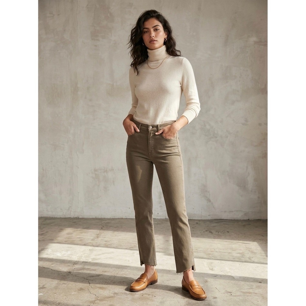 MOTHER High Waisted Rascal Ankle Step Fray Jeans Second Chance Brown 27